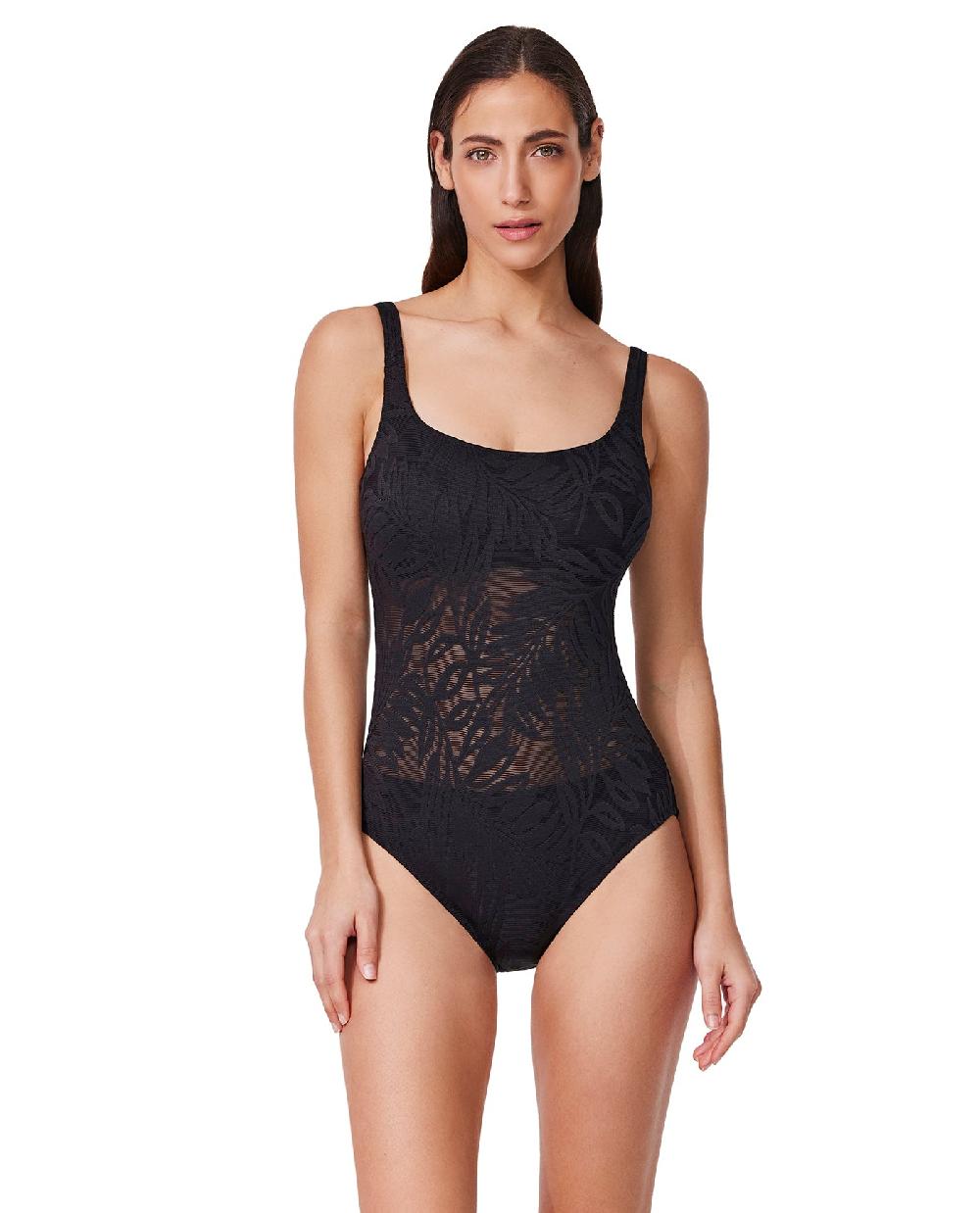 gottex Skyfall Textured Square Neck One Piece Black