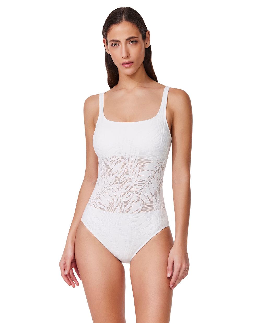 gottex Skyfall Textured Square Neck One Piece White