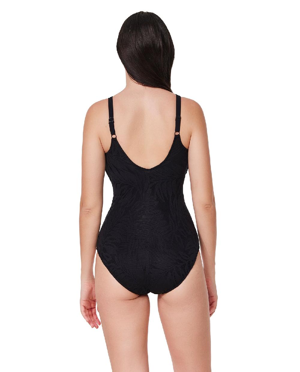 Gottex Skyfall Textured V-Neck D-Cup One Piece Black