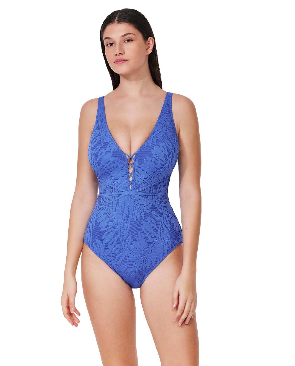 gottex Skyfall Textured V-Neck D-Cup One Piece Hamptons