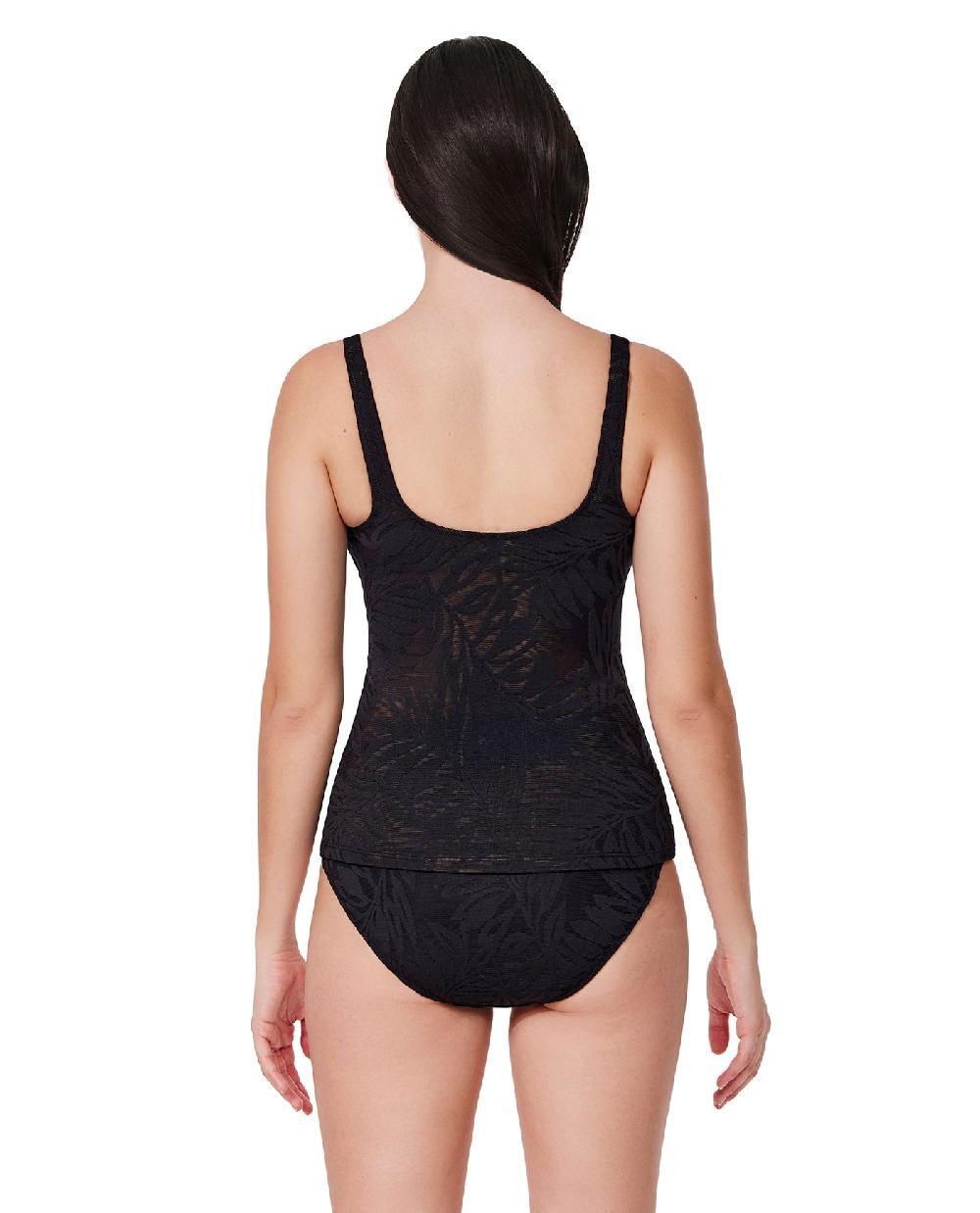 Gottex Skyfall Textured V-Neck D-Cup Tankini Top Black