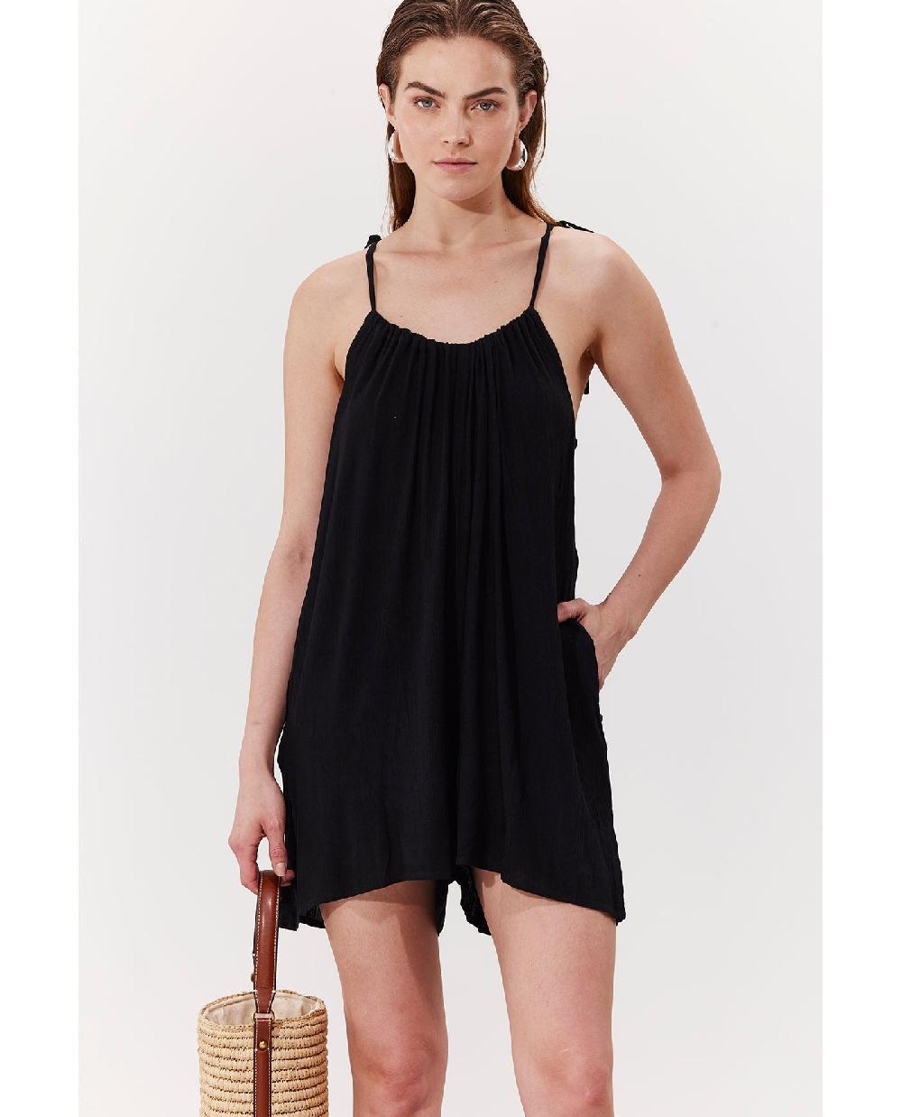 Gottex Solena Crêpe High Neck Romper Cover-Up Black