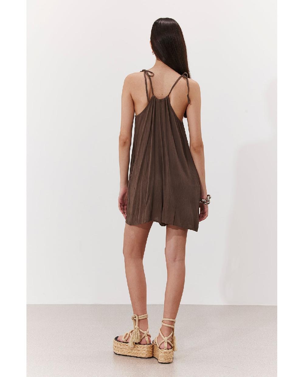 Gottex Solena Crêpe High Neck Romper Cover-Up Khaki