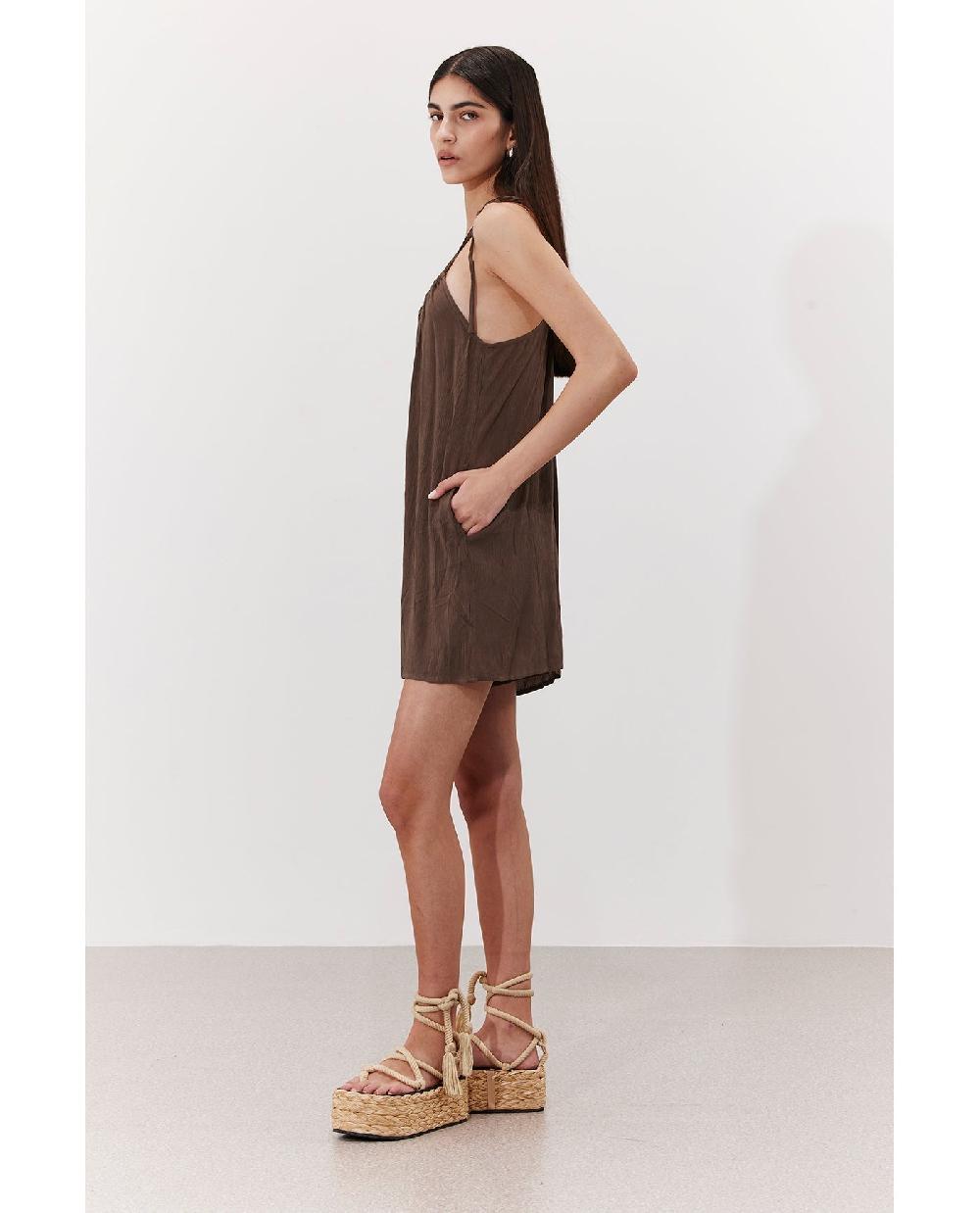 Gottex Solena Crêpe High Neck Romper Cover-Up Khaki