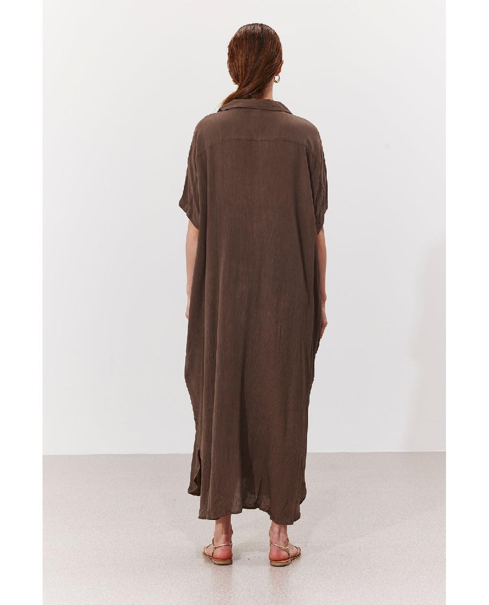Gottex Solena Crêpe Oversized Shirt Dress Cover-Up Khaki