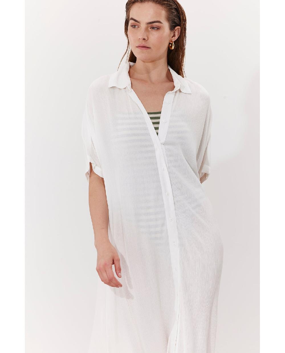 Gottex Solena Crêpe Oversized Shirt Dress Cover-Up White