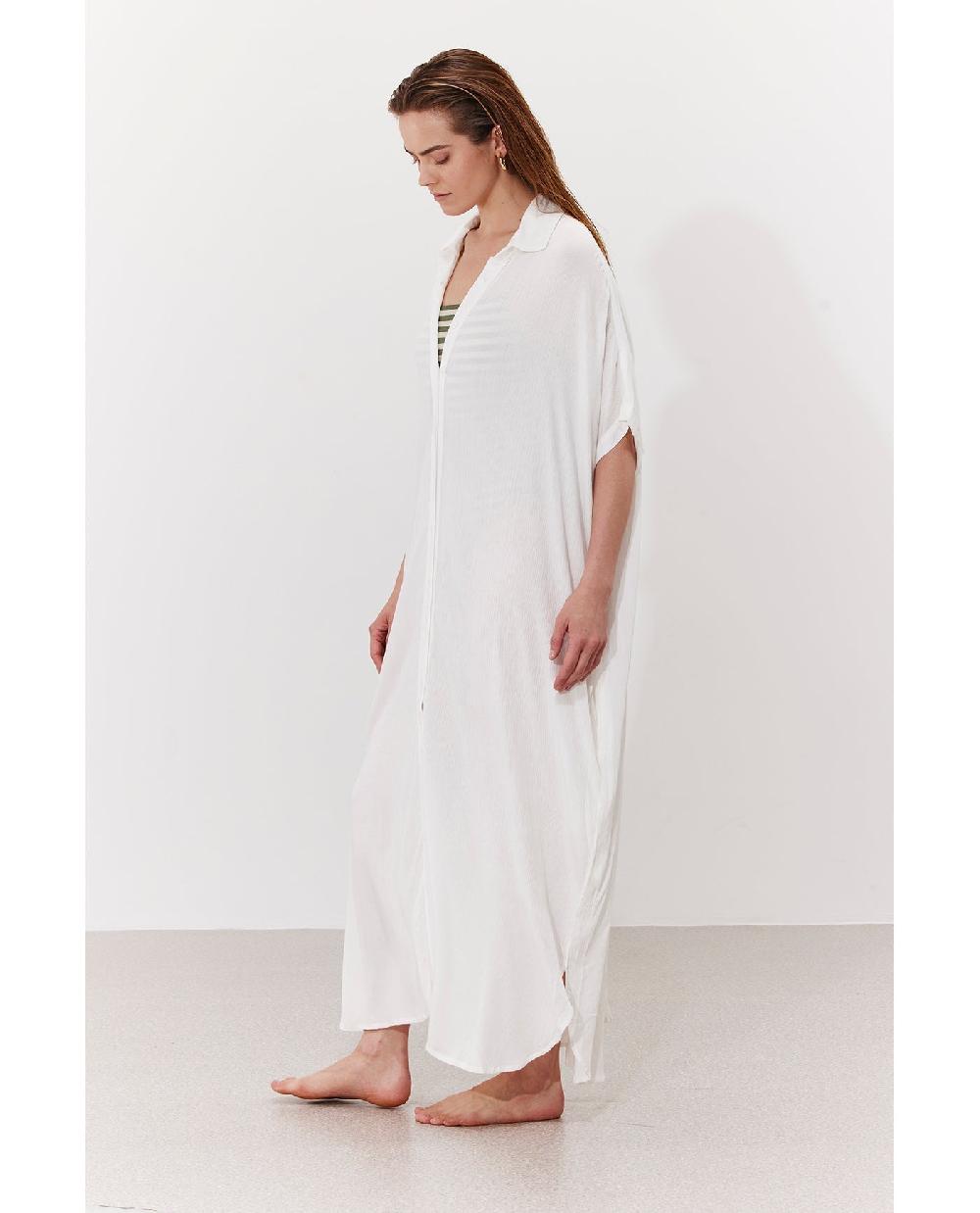 Gottex Solena Crêpe Oversized Shirt Dress Cover-Up White