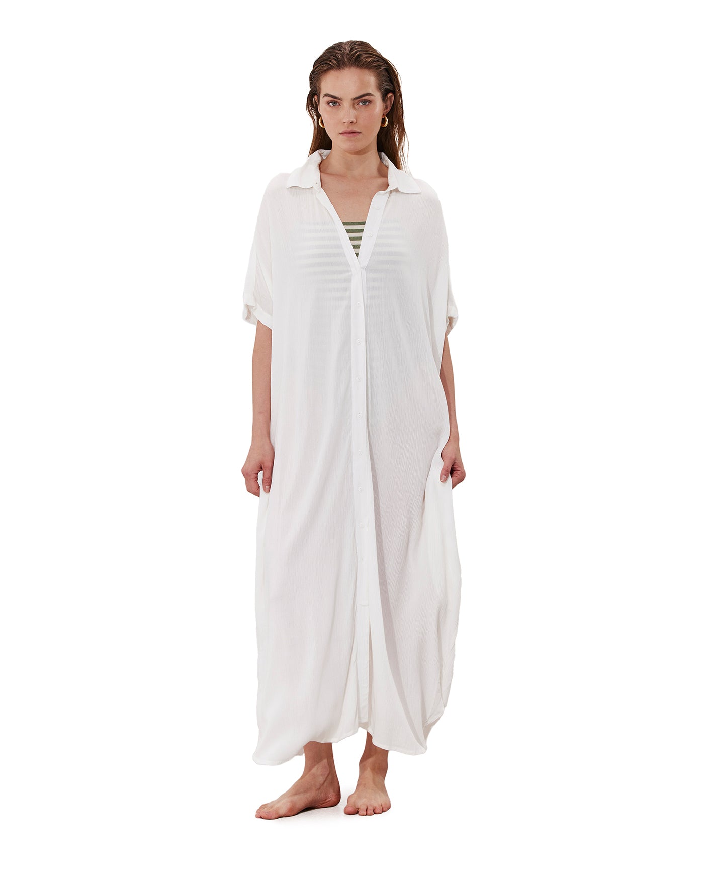 gottex Solena Crêpe Oversized Shirt Dress Cover-Up White