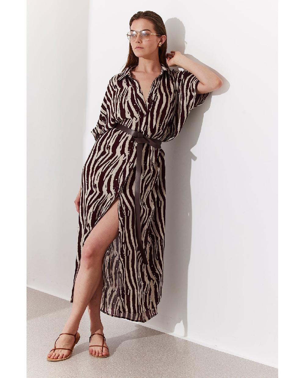 Gottex Solena Printed Crêpe Oversized Shirt Dress Cover-Up Solena