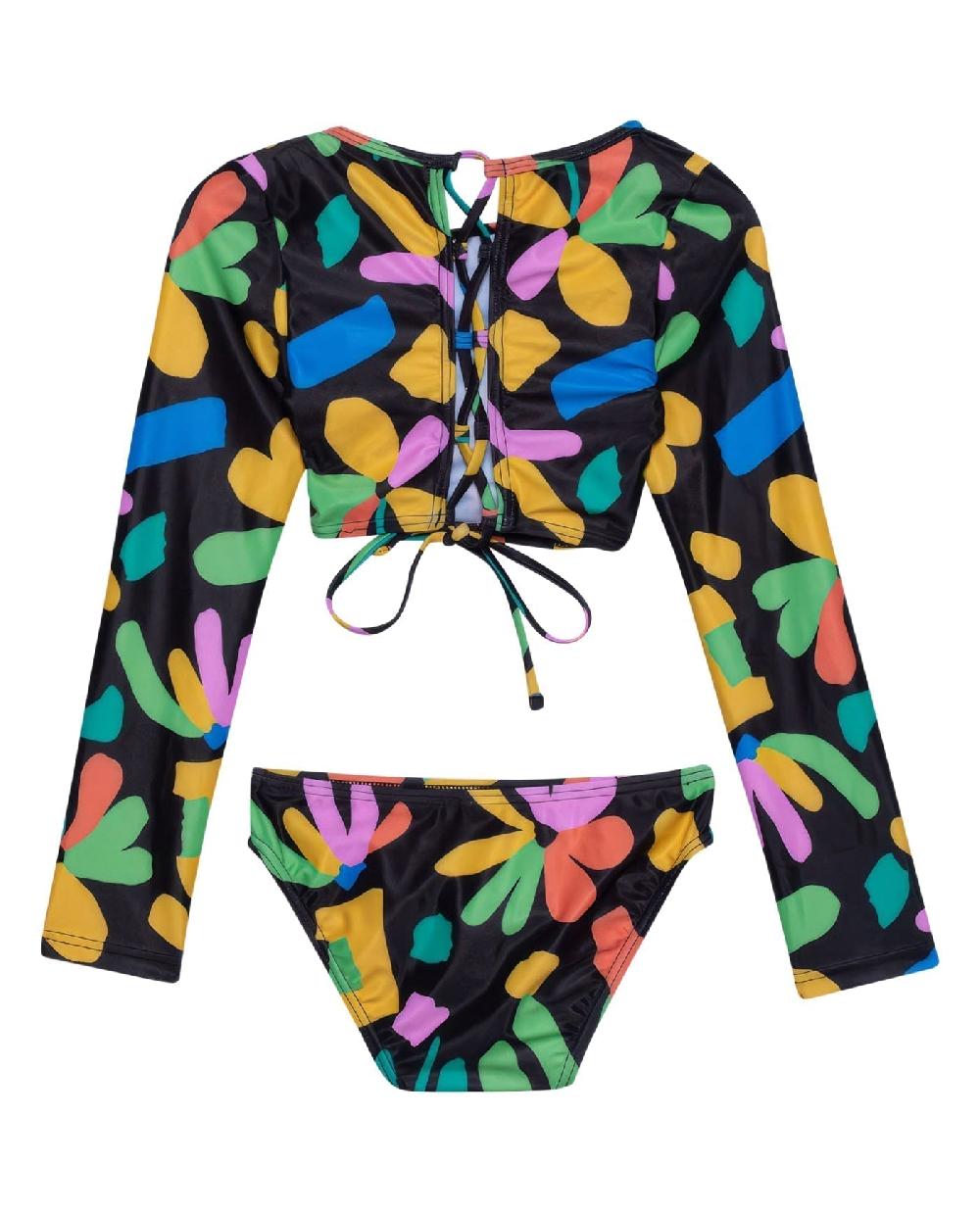 Gottex Spice Long Sleeve Cropped Rash Guard Top And Bikini Bottom Spice