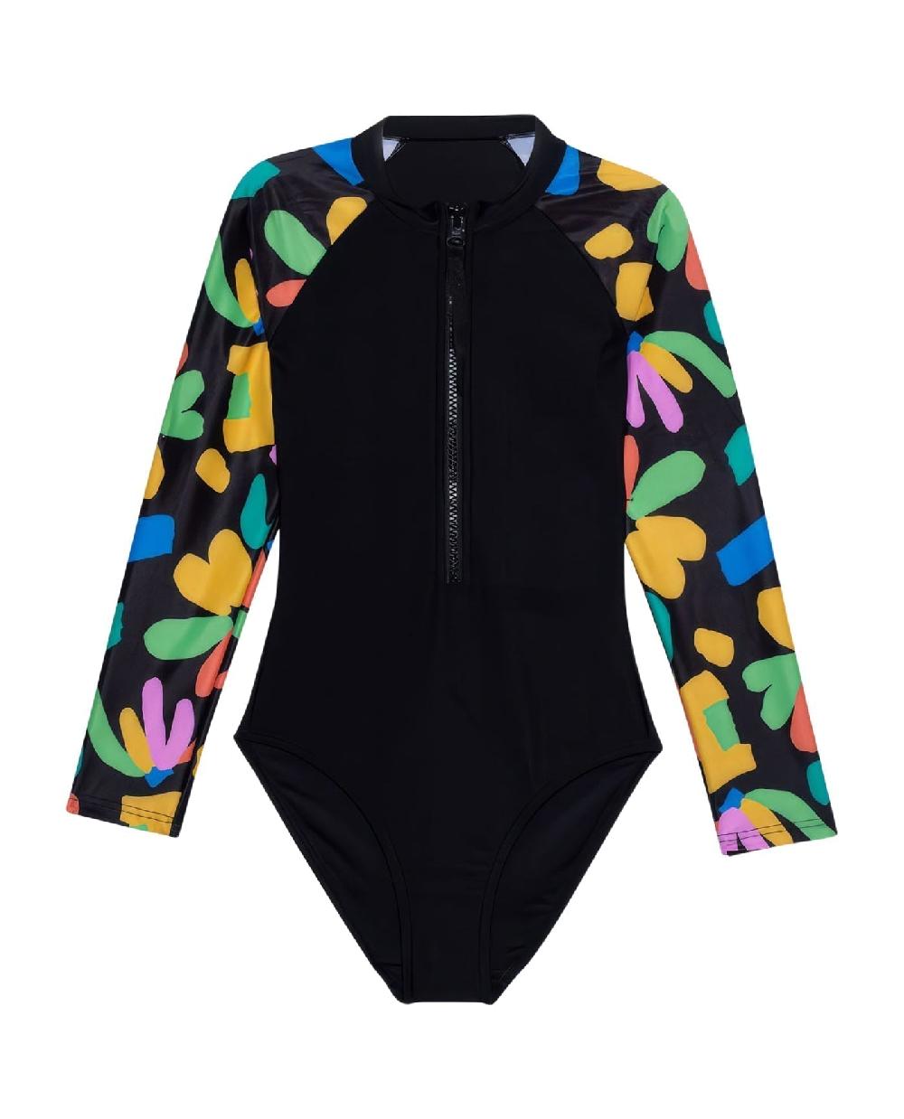 gottex Spice Long Sleeve Zip Up Rash Guard One Piece Swimsuit Spice