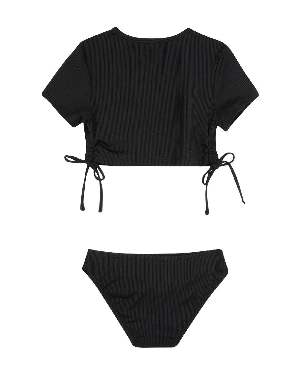 Gottex Summer Rib Short Sleeve Side Tie Swim Set Black