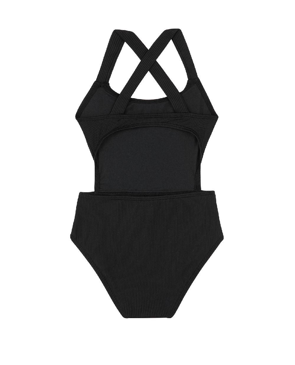 Gottex Summer Rib Textured Cut Out Cross Strap One Piece Black