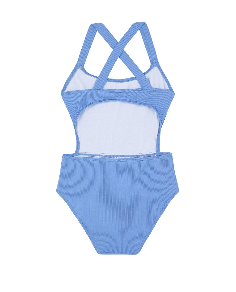 Gottex Summer Rib Textured Cut Out Cross Strap One Piece Blue