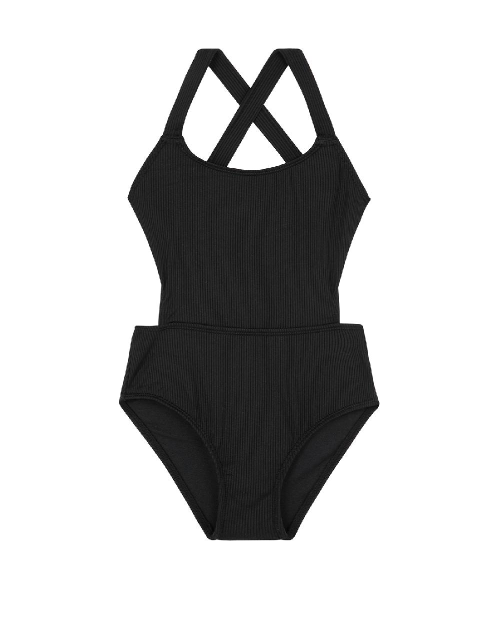 gottex Summer Rib Textured Cut Out Cross Strap One Piece Black