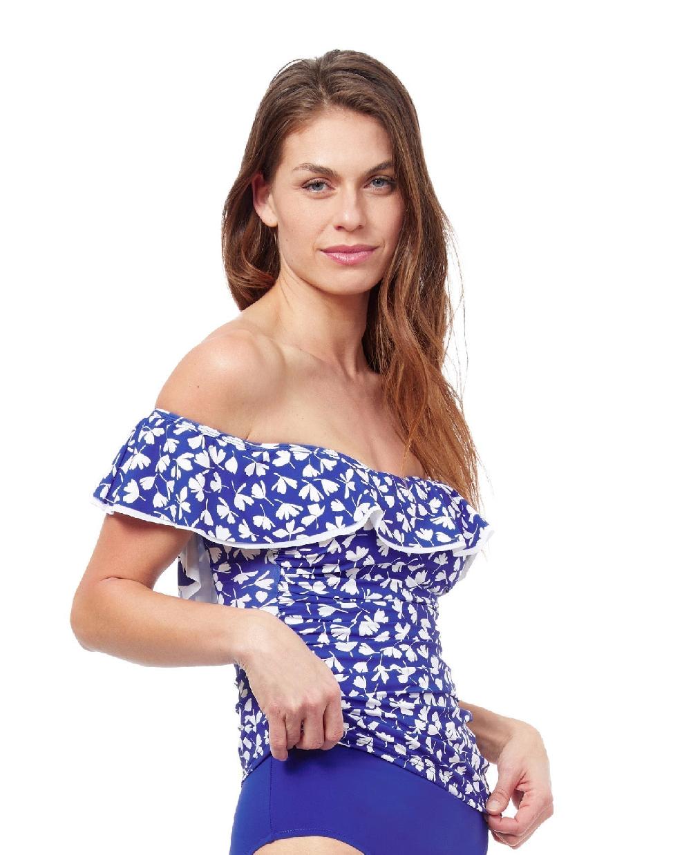 Gottex Summer Time Off The Shoulder Shirred Tankini Top Profile