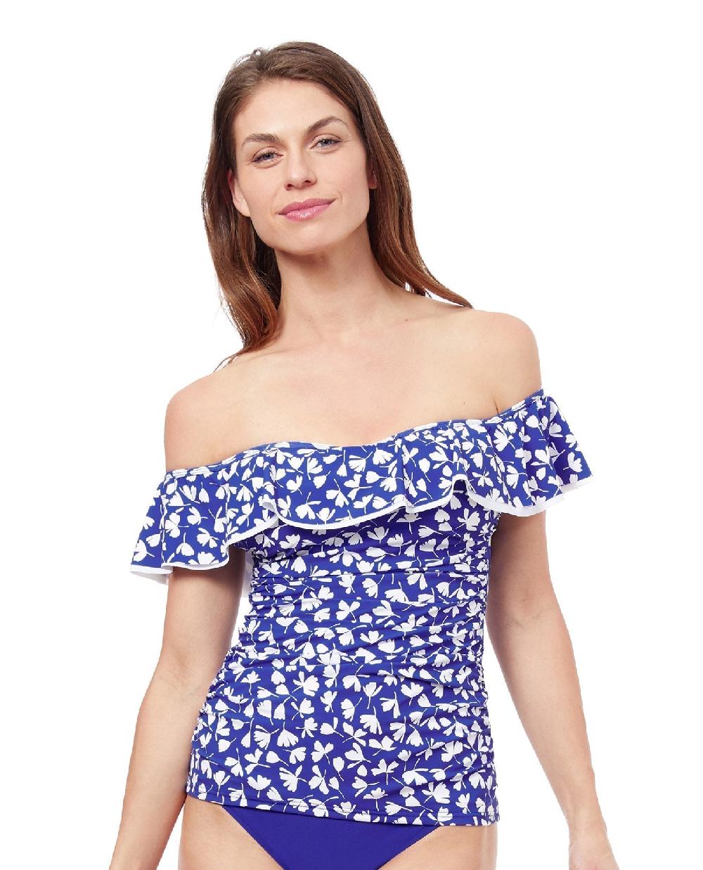 gottex Summer Time Off The Shoulder Shirred Tankini Top Profile