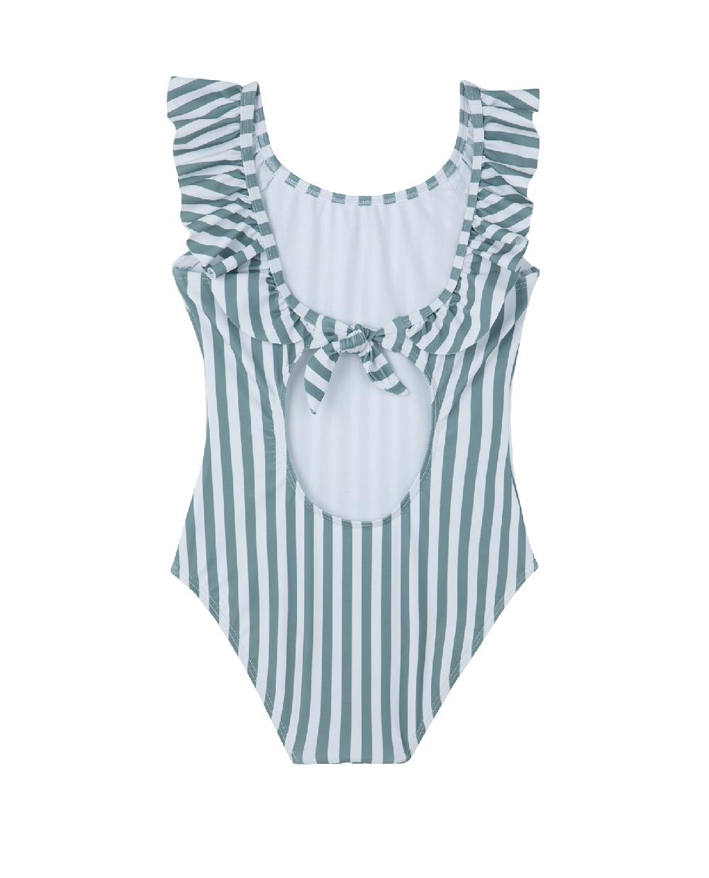 Gottex Sweet Stripe Square Neck Ruffle One Piece White
