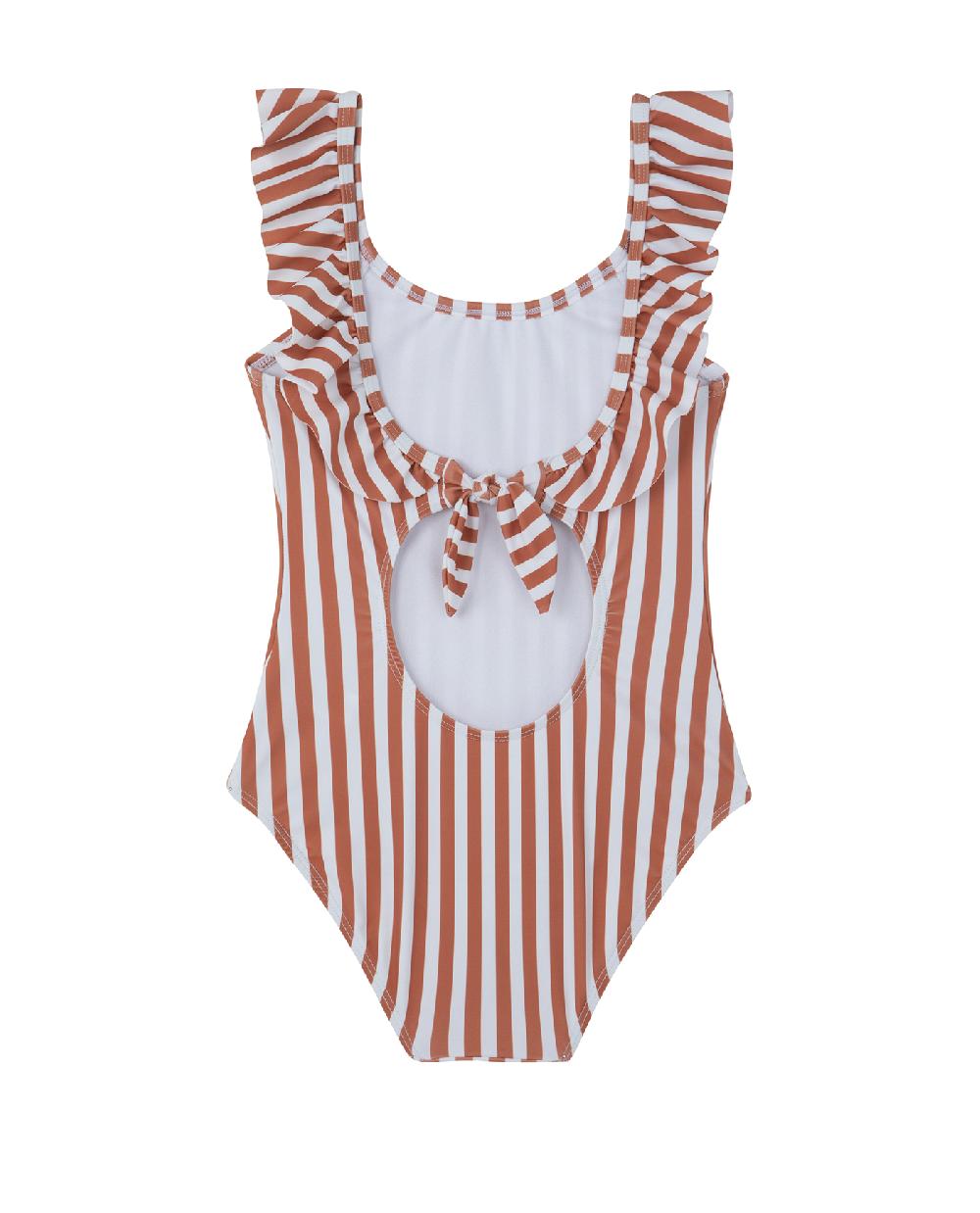 Gottex Sweet Stripe Square Neck Ruffle One Piece White