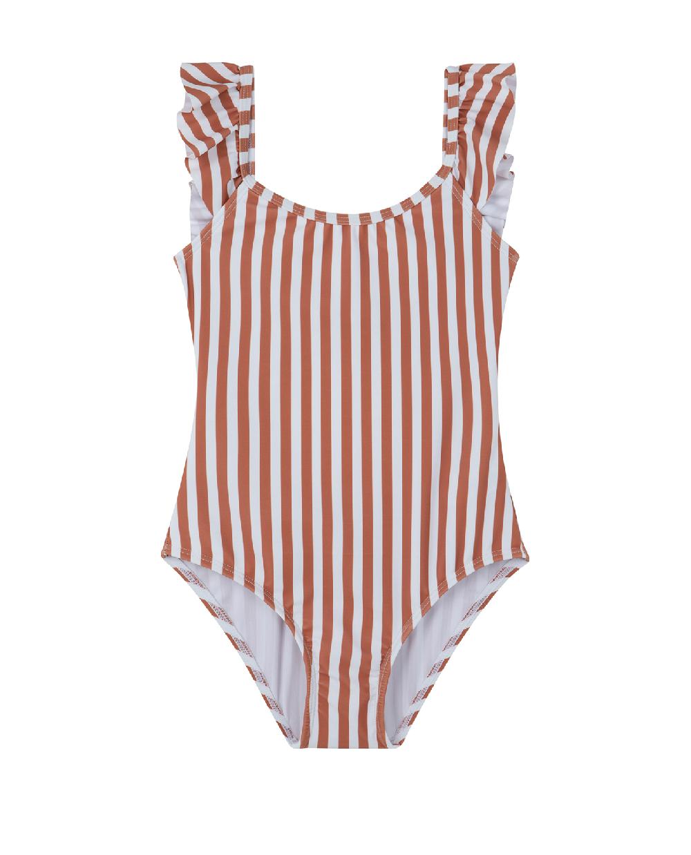gottex Sweet Stripe Square Neck Ruffle One Piece White