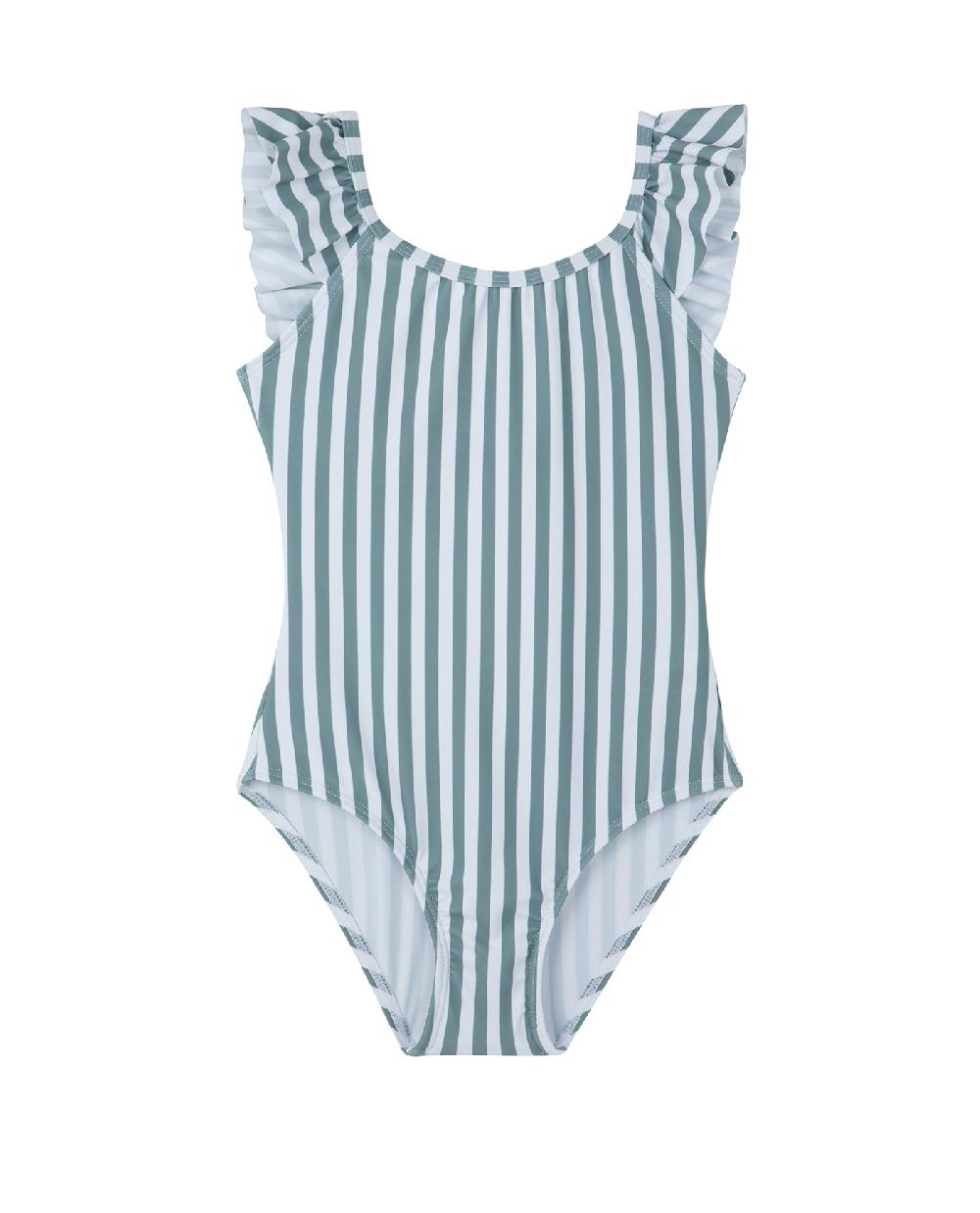 gottex Sweet Stripe Square Neck Ruffle One Piece White