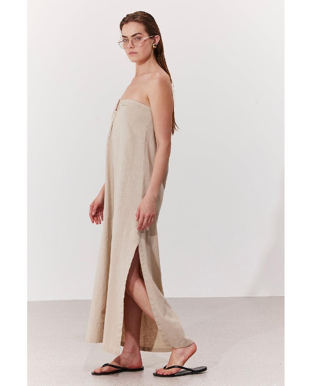 Gottex Terra Bandeau U Wire Midi Dress Cover-Up Natural