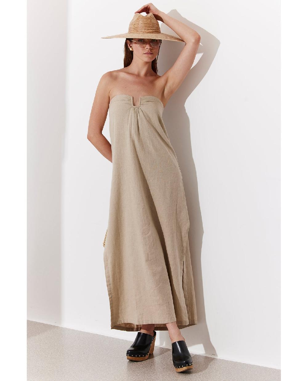 Gottex Terra Bandeau U Wire Midi Dress Cover-Up Natural