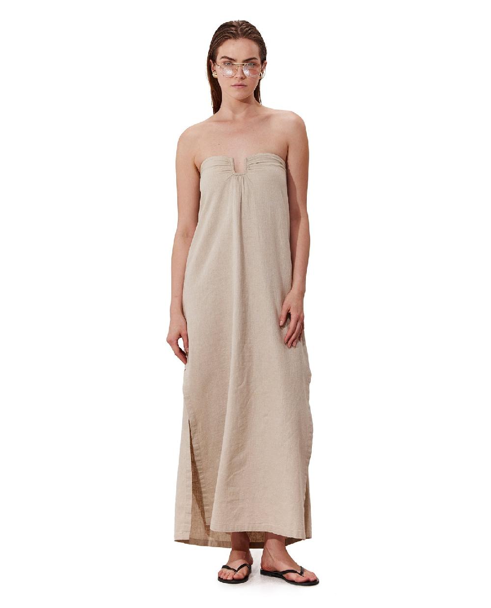 gottex Terra Bandeau U Wire Midi Dress Cover-Up Natural