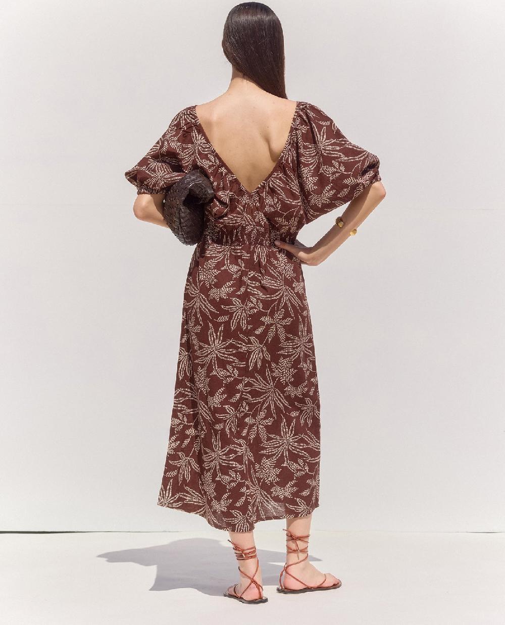 Gottex Terra Printed Puff Sleeve Midi Dress Cover-Up Terra