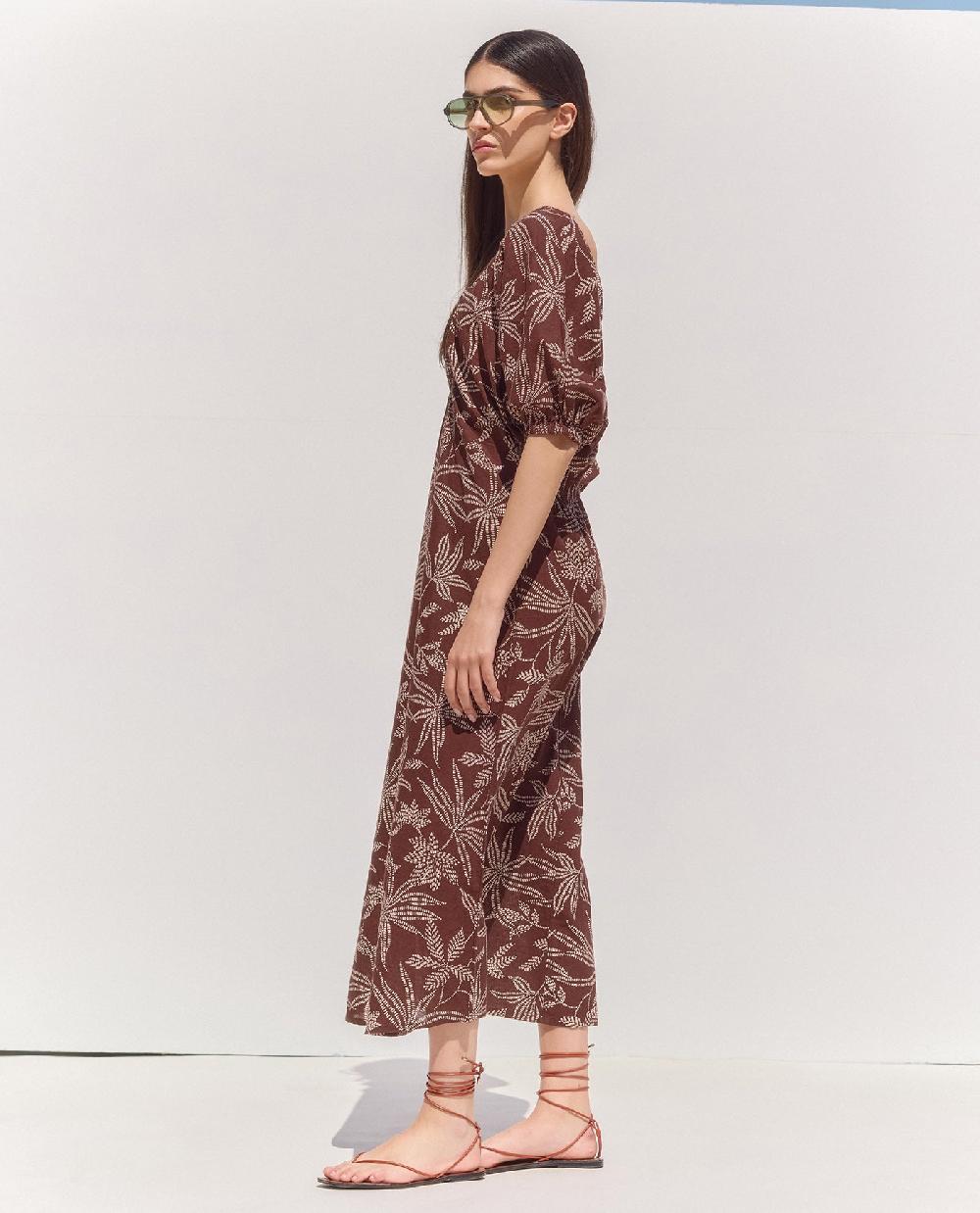 Gottex Terra Printed Puff Sleeve Midi Dress Cover-Up Terra