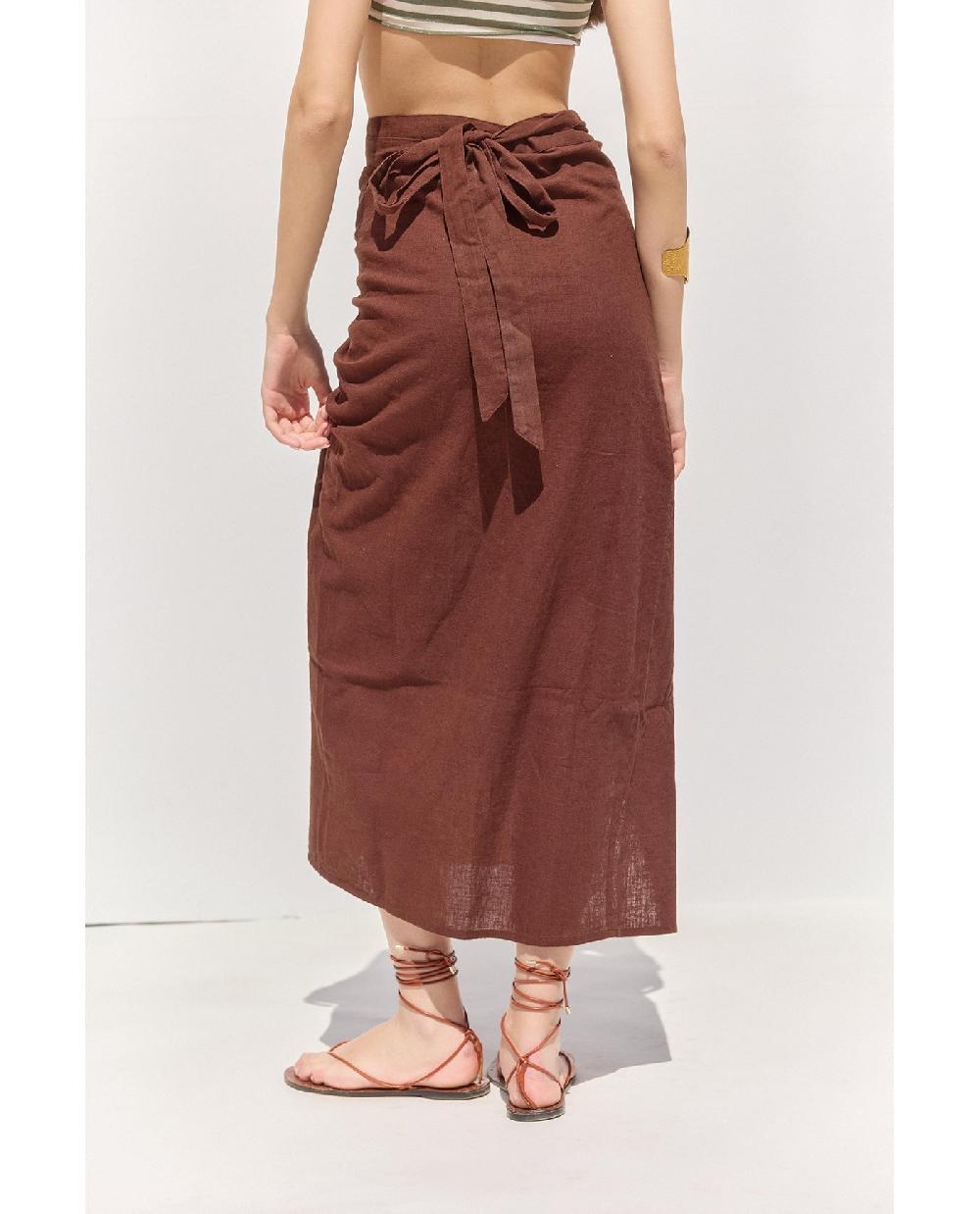 Gottex Terra Sarong Style Wrap Skirt Cover-Up Brown
