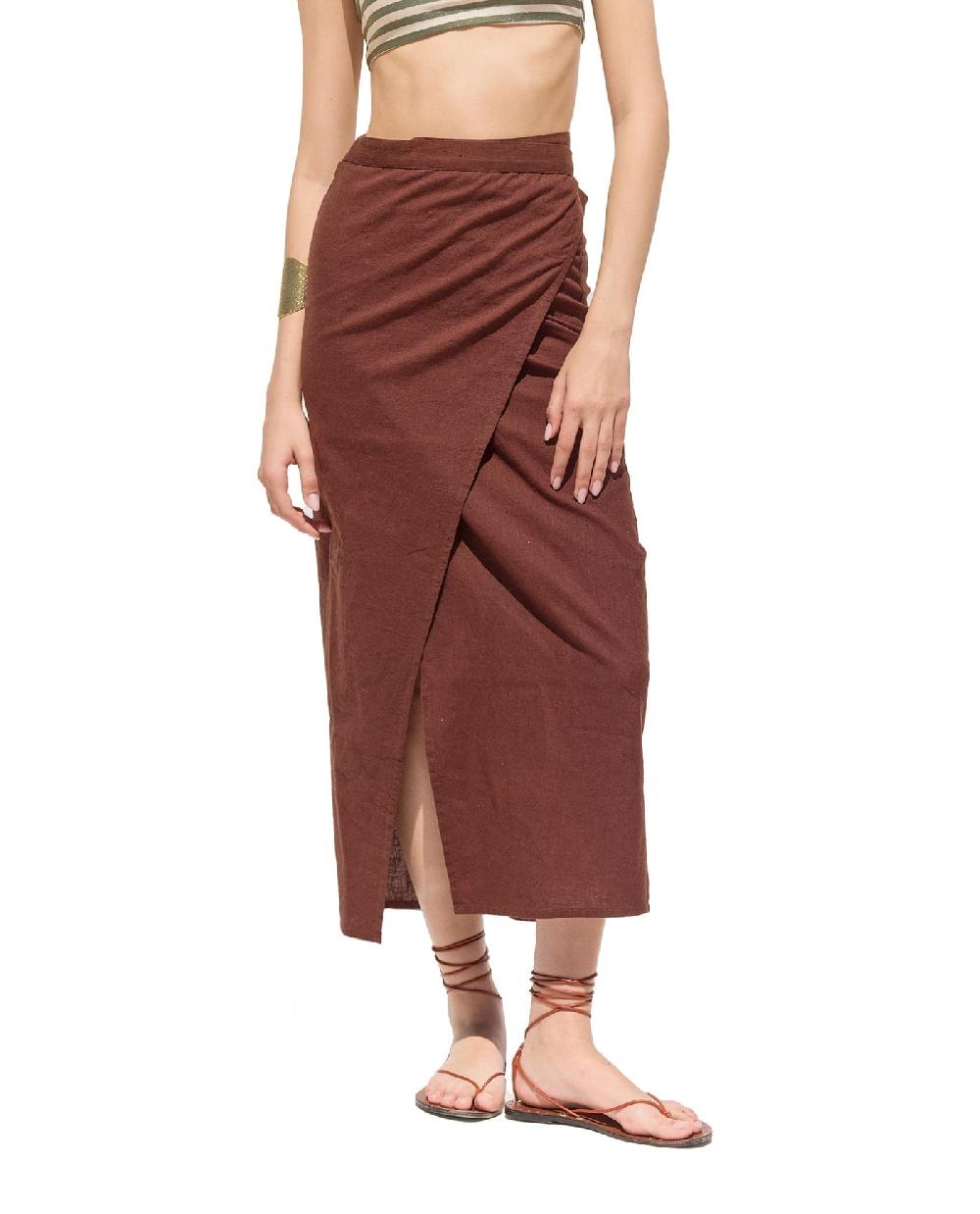gottex Terra Sarong Style Wrap Skirt Cover-Up Brown