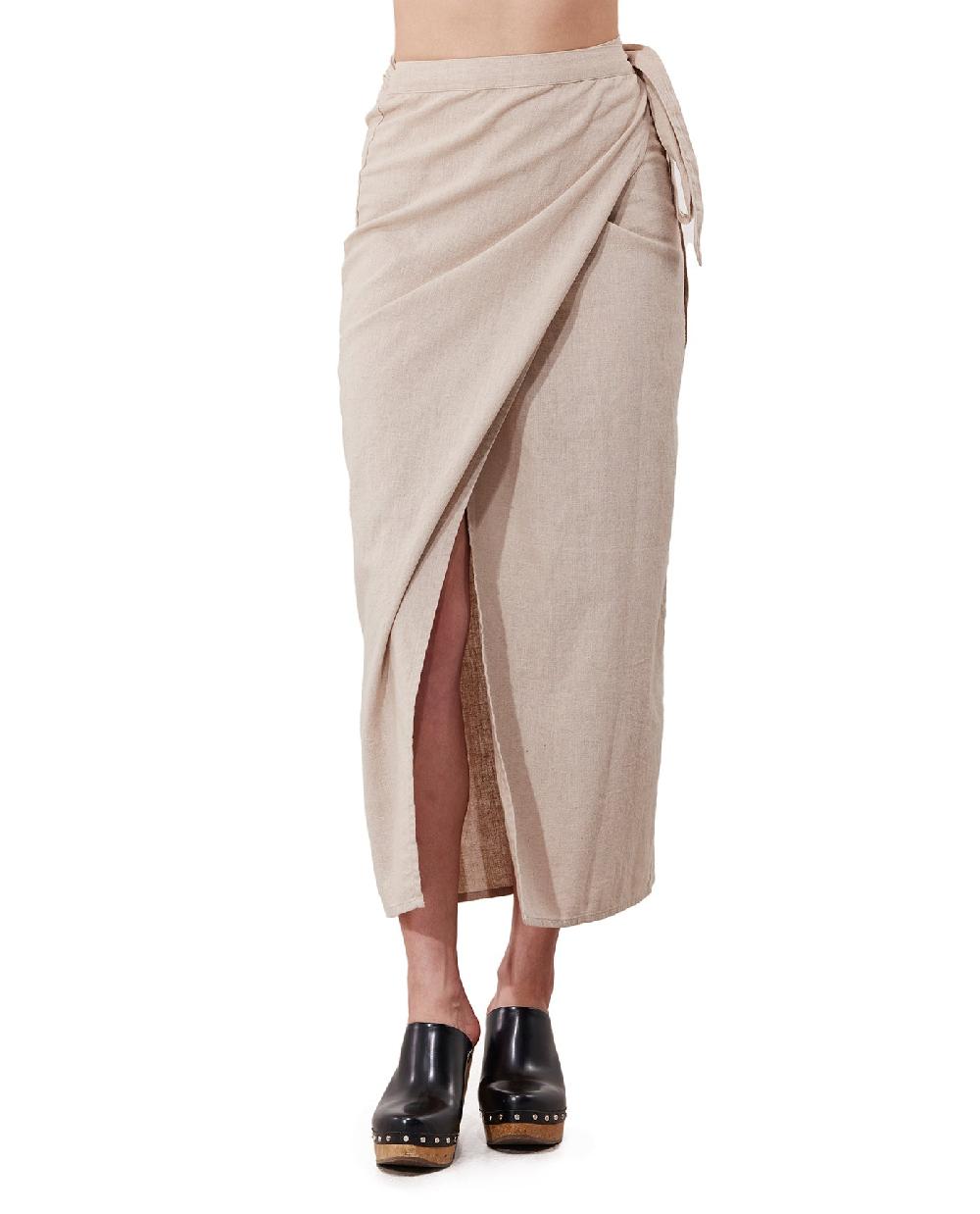 Gottex Terra Sarong Style Wrap Skirt Cover-Up Natural