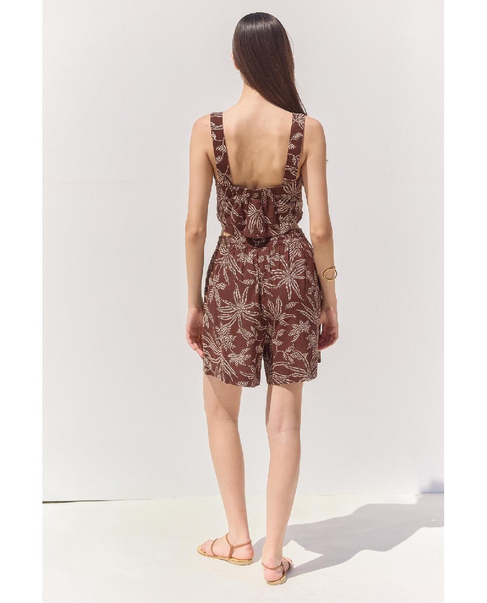 Gottex Terra Square Neck Printed Crop Top Cover-Up Terra