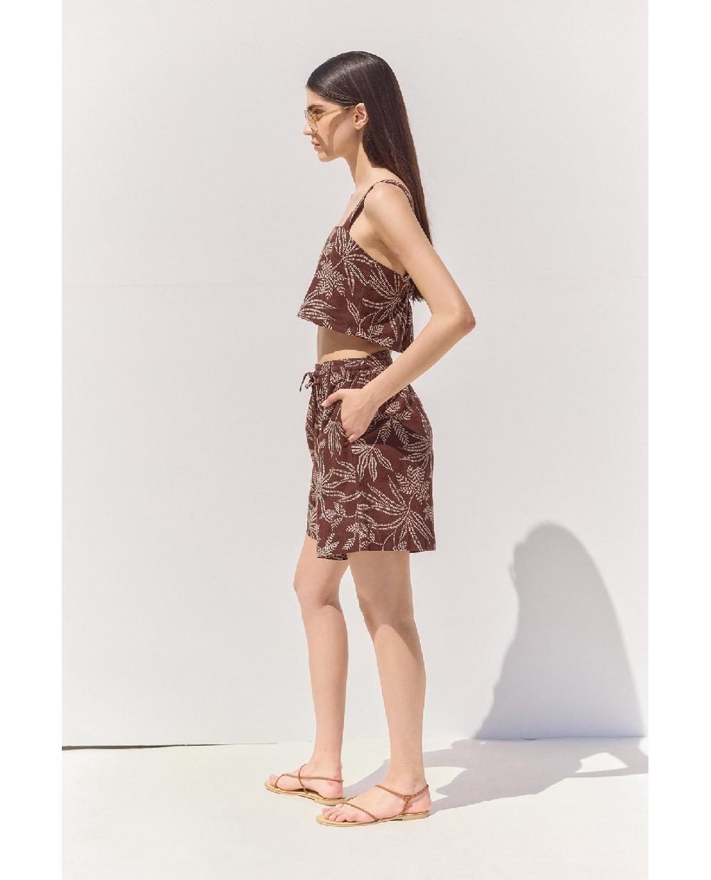 Gottex Terra Square Neck Printed Crop Top Cover-Up Terra