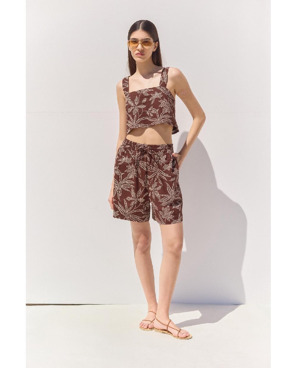 Gottex Terra Square Neck Printed Crop Top Cover-Up Terra