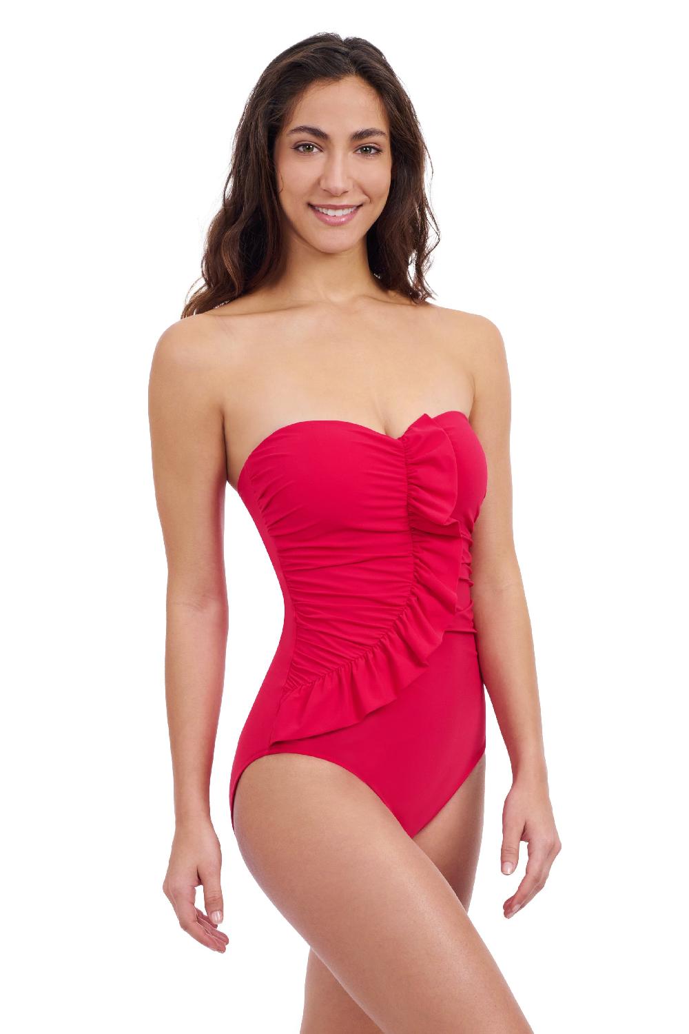 Gottex Tutti Frutti Bandeau Ruffle One Piece Swimsuit Profile