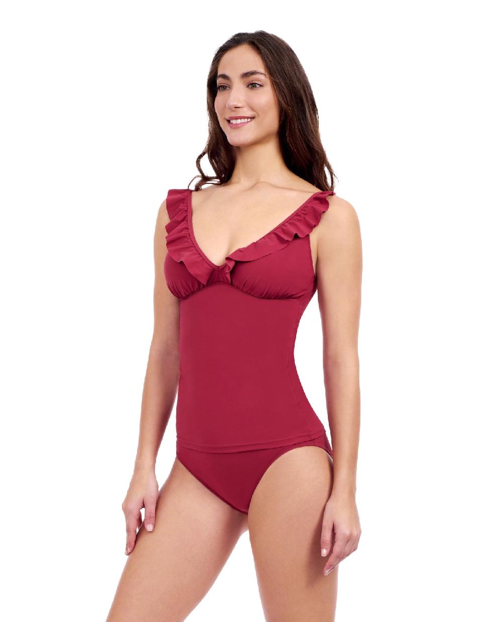 Gottex Tutti Frutti D Cup V Neck Frill Tankini Top Profile