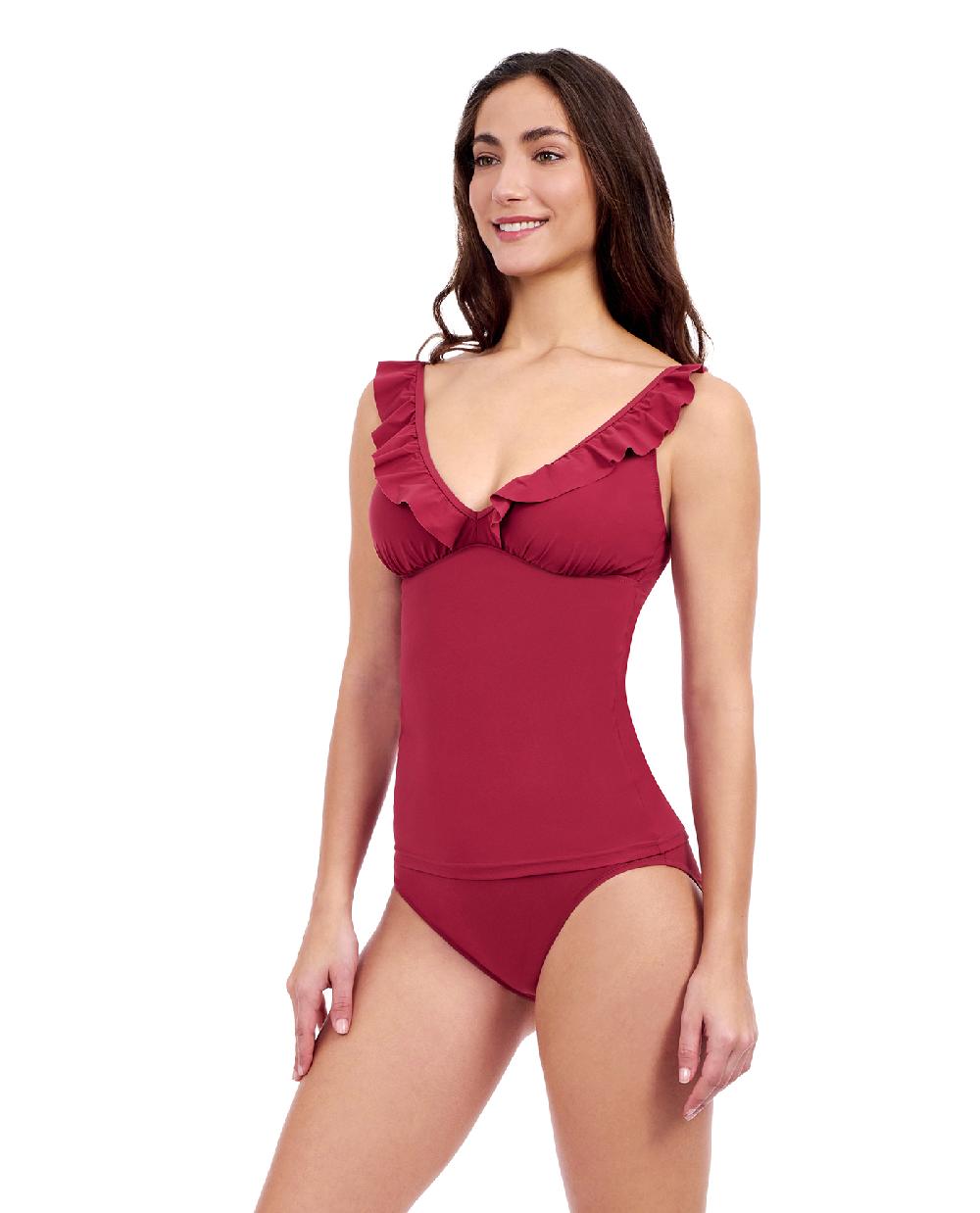 gottex Tutti Frutti D Cup V Neck Frill Tankini Top Profile