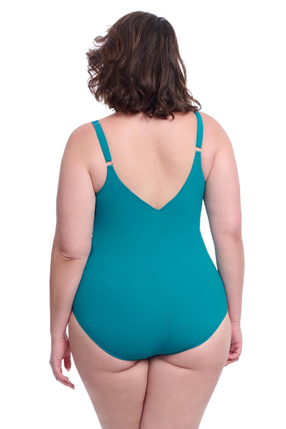 Gottex Tutti Frutti Plus Size Asymmetrical Ruffle Surplice One Piece Swimsuit Profile