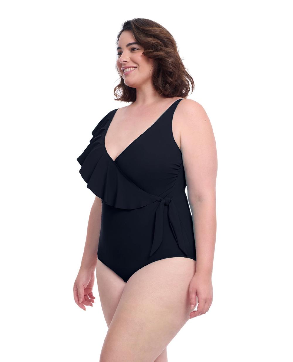 Gottex Tutti Frutti Plus Size Asymmetrical Ruffle Surplice One Piece Swimsuit Profile