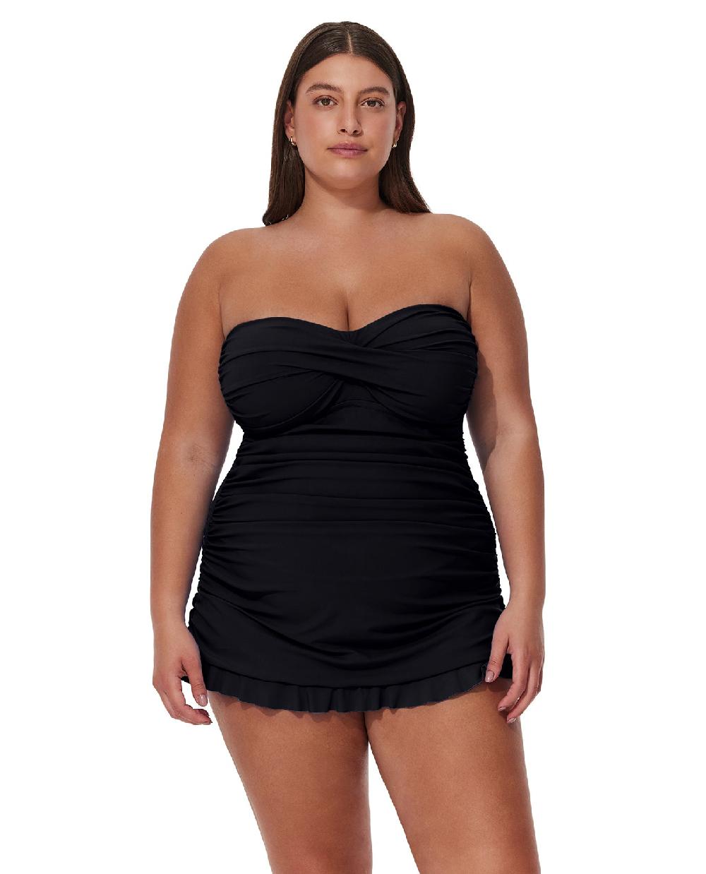 gottex Tutti Frutti Plus Size Bandeau Swimdress Black