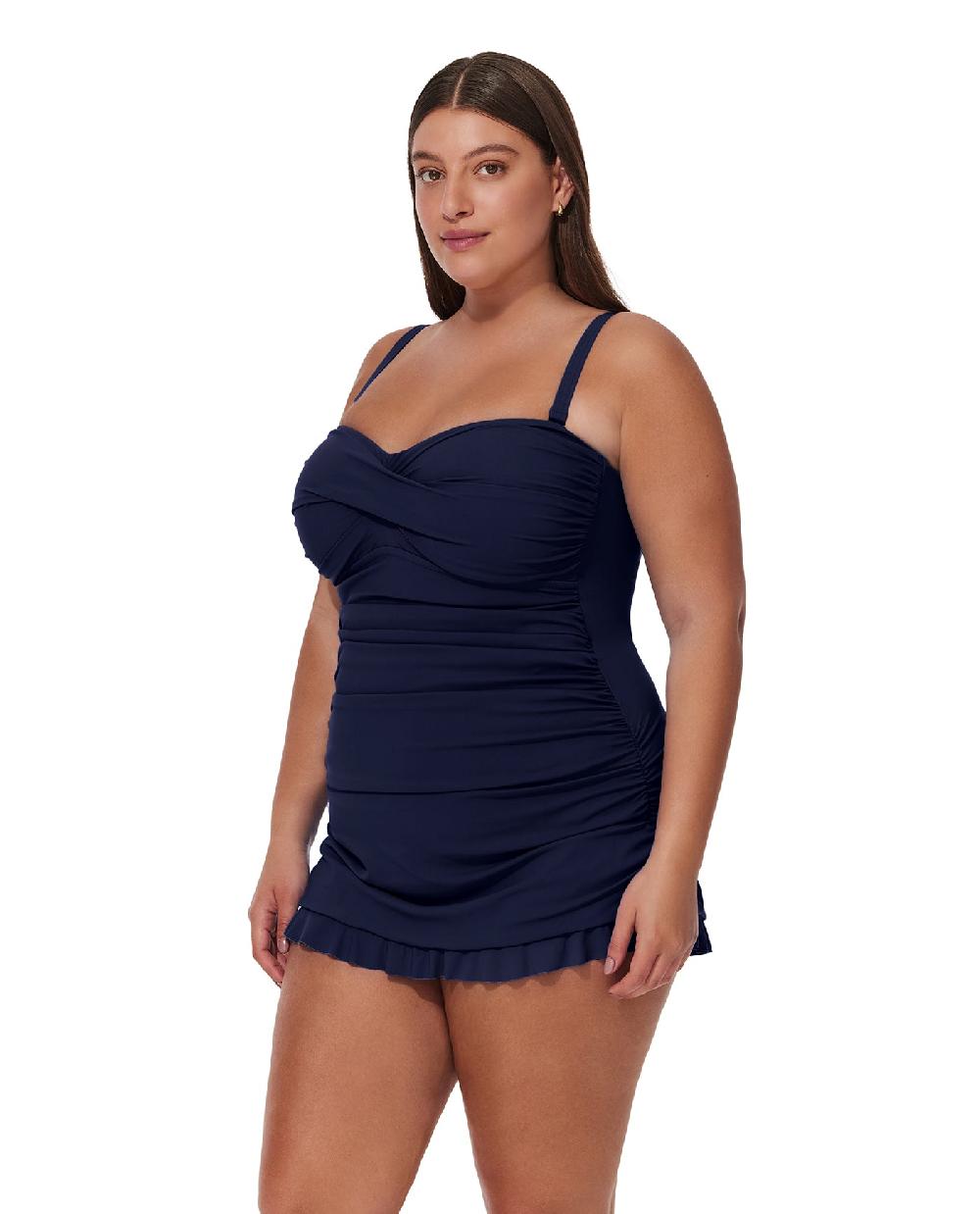 Gottex Tutti Frutti Plus Size Bandeau Swimdress Navy