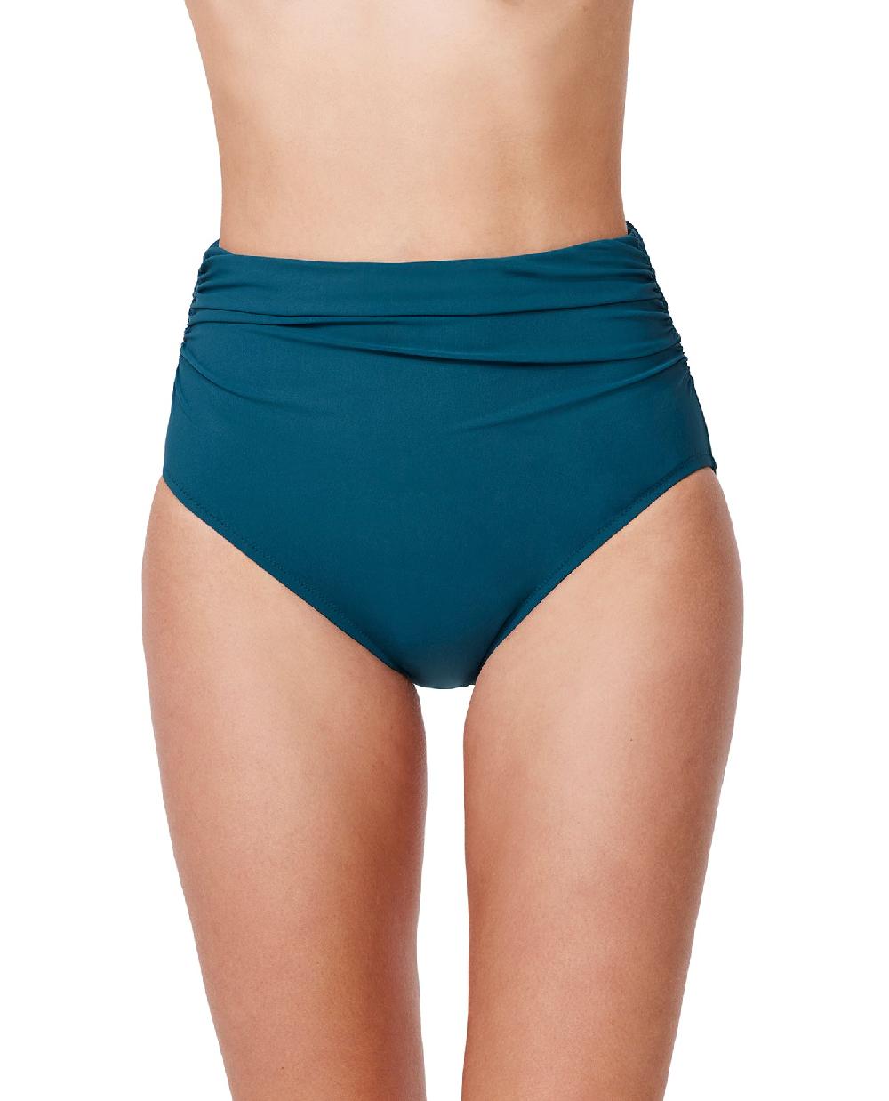 gottex Tutti Frutti Shirred High Waist Swim Bottom Petrol