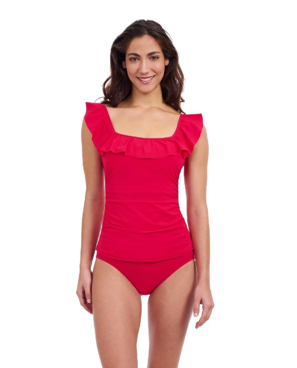 gottex Tutti Frutti Square Neck Ruffle Tankini Top Profile