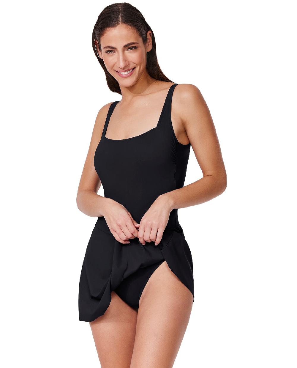 Gottex Tutti Frutti Square Neck Wrap Sarong Swimdress Black