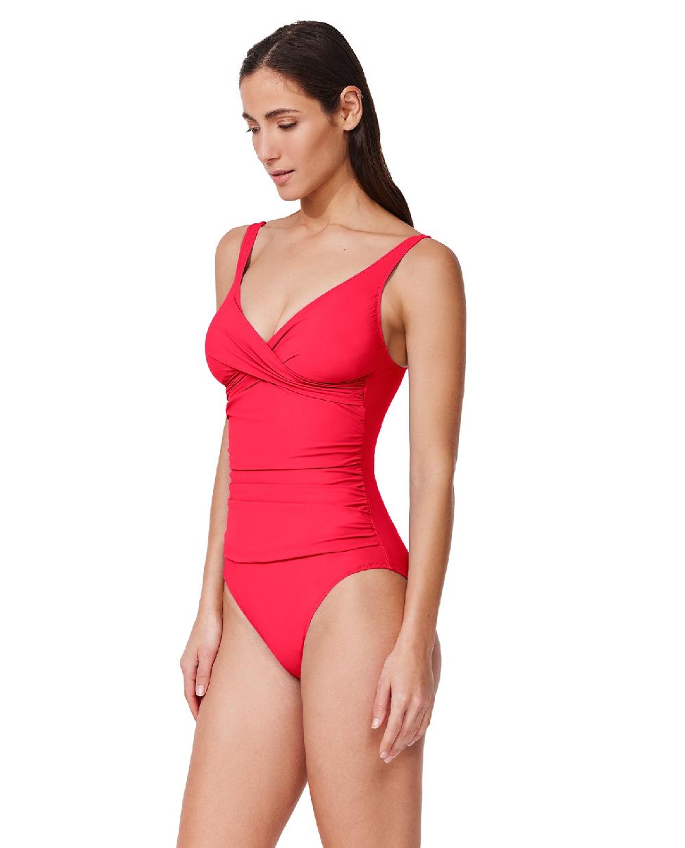 Gottex Tutti Frutti Twist Front V-Neck One Piece Coral
