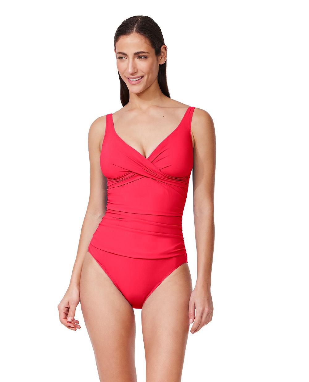 gottex Tutti Frutti Twist Front V-Neck One Piece Coral