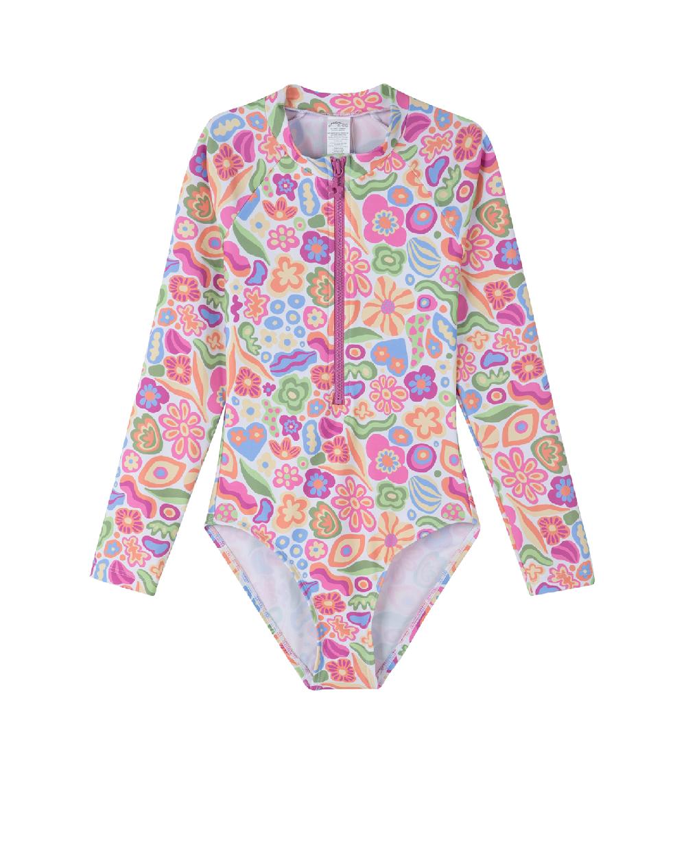 gottex Under the Sea Long Sleeve Zip Front One Piece Sea