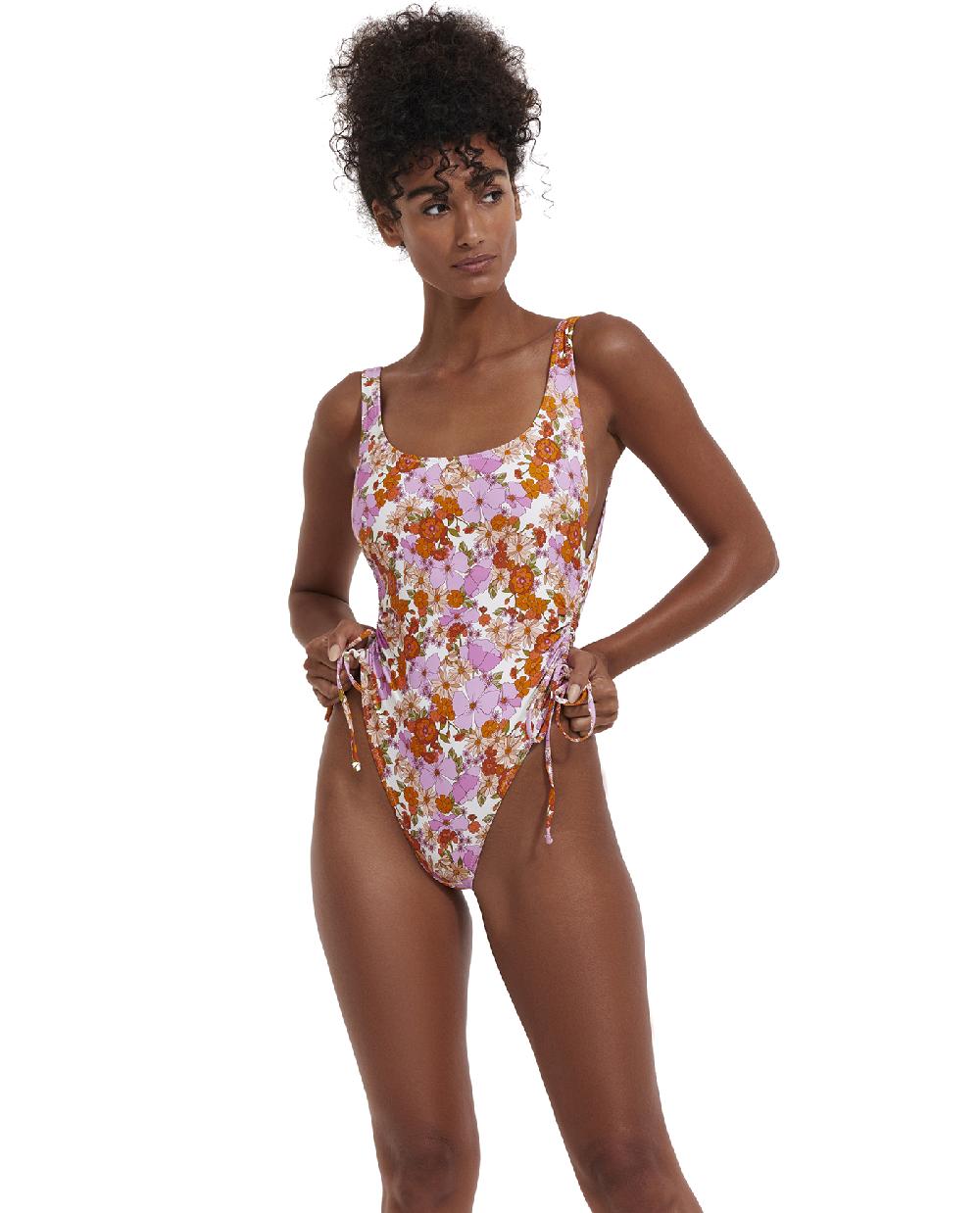 gottex Vintage Florals Scoop Neck Adjustable One Piece Vintage